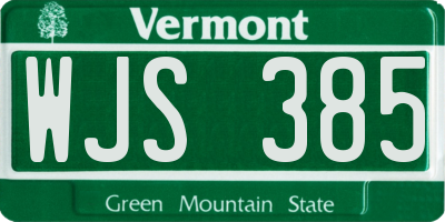 VT license plate WJS385