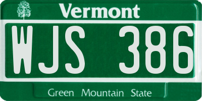 VT license plate WJS386