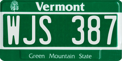 VT license plate WJS387