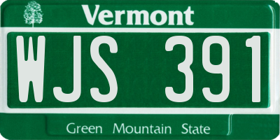 VT license plate WJS391