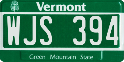 VT license plate WJS394