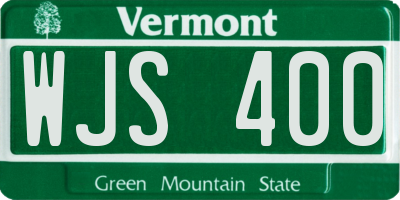 VT license plate WJS400