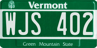 VT license plate WJS402
