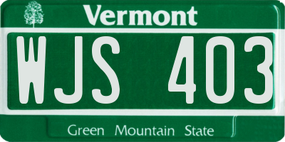 VT license plate WJS403