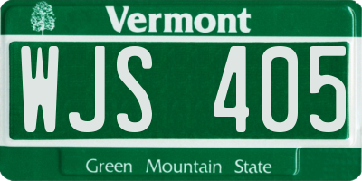 VT license plate WJS405