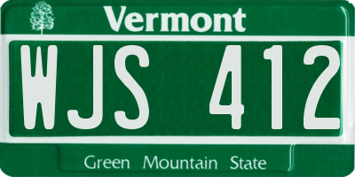 VT license plate WJS412