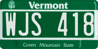 VT license plate WJS418