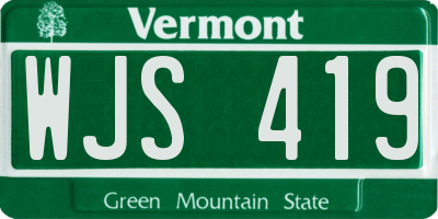 VT license plate WJS419