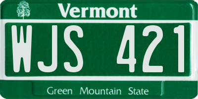 VT license plate WJS421