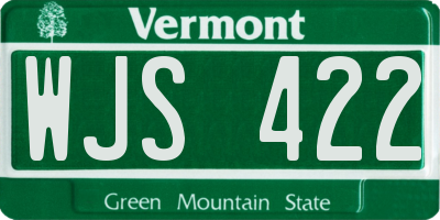 VT license plate WJS422