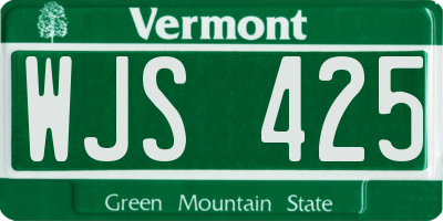 VT license plate WJS425