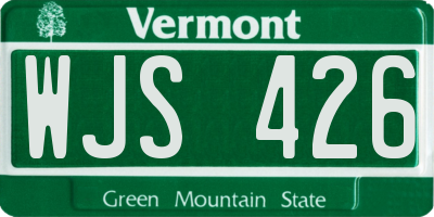VT license plate WJS426
