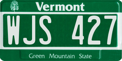 VT license plate WJS427