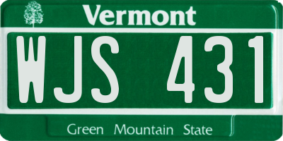 VT license plate WJS431