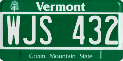 VT license plate WJS432