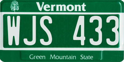 VT license plate WJS433