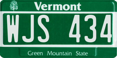 VT license plate WJS434