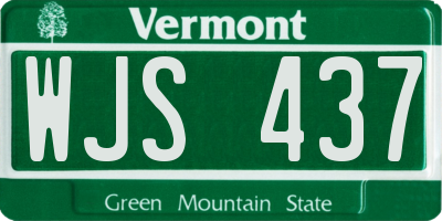 VT license plate WJS437