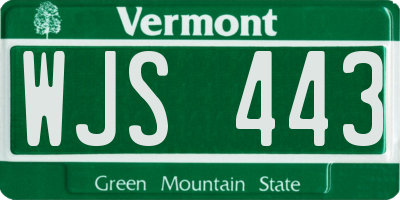 VT license plate WJS443