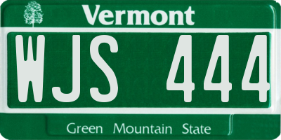 VT license plate WJS444