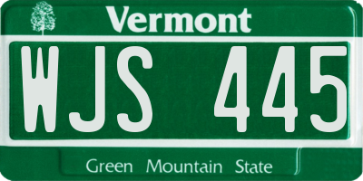 VT license plate WJS445