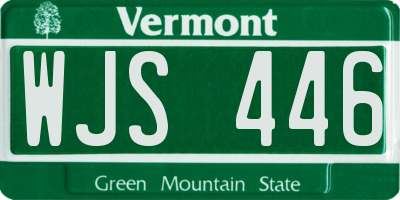 VT license plate WJS446
