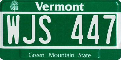 VT license plate WJS447