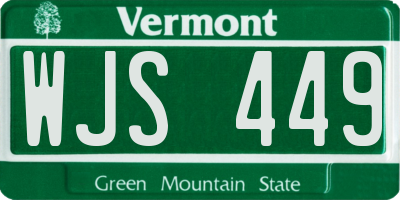 VT license plate WJS449