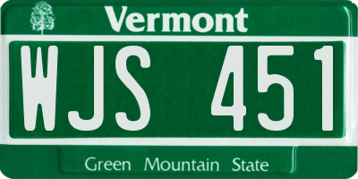 VT license plate WJS451