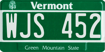VT license plate WJS452