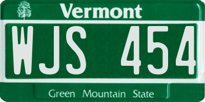 VT license plate WJS454