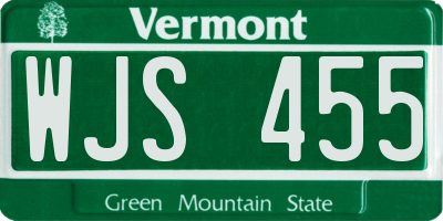 VT license plate WJS455
