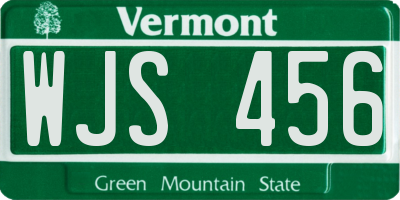 VT license plate WJS456