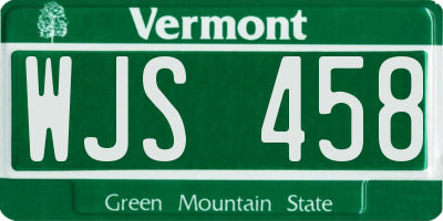 VT license plate WJS458