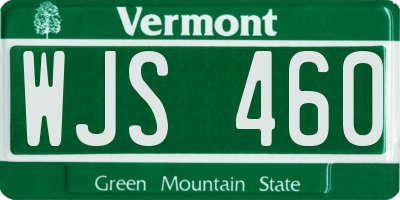 VT license plate WJS460