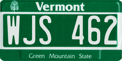 VT license plate WJS462
