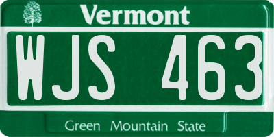VT license plate WJS463