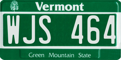 VT license plate WJS464