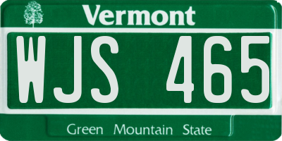 VT license plate WJS465