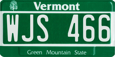 VT license plate WJS466