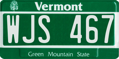 VT license plate WJS467