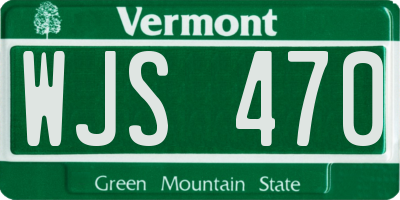 VT license plate WJS470