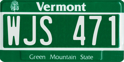 VT license plate WJS471