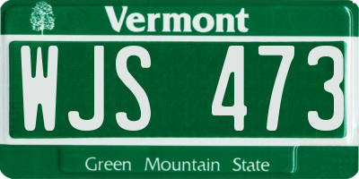 VT license plate WJS473