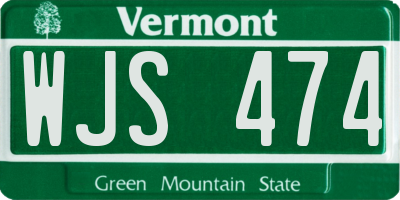 VT license plate WJS474