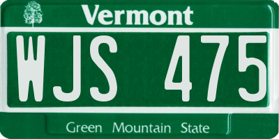 VT license plate WJS475