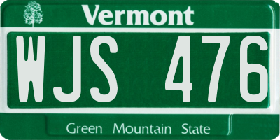 VT license plate WJS476
