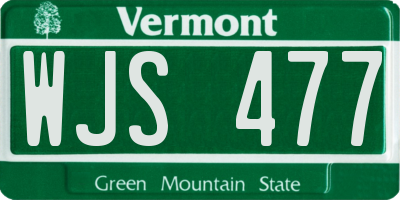 VT license plate WJS477
