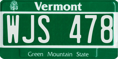 VT license plate WJS478