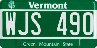 VT license plate WJS490